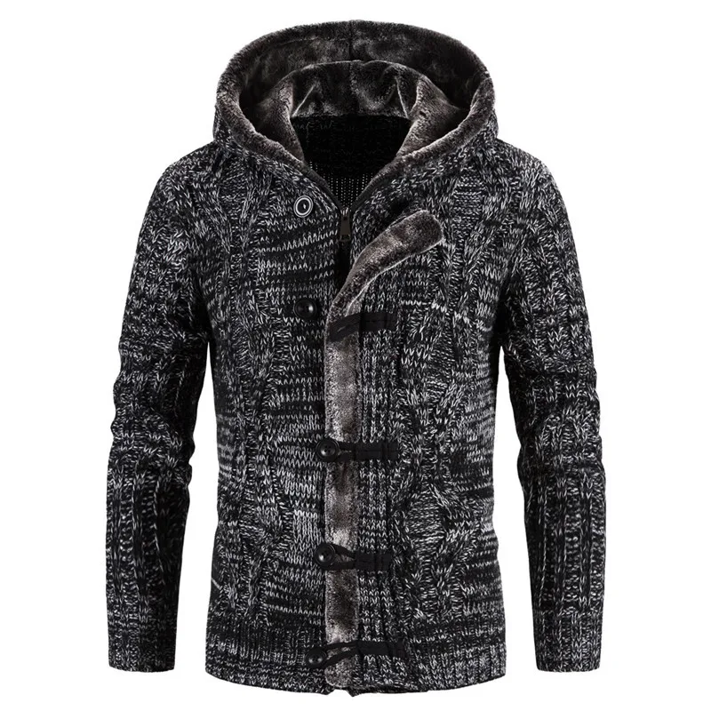 

2022Men Coats Thick Hooded Cardigan Winter Cardigan Sweater Men Sweater Striped Mens Clothes Sweaters