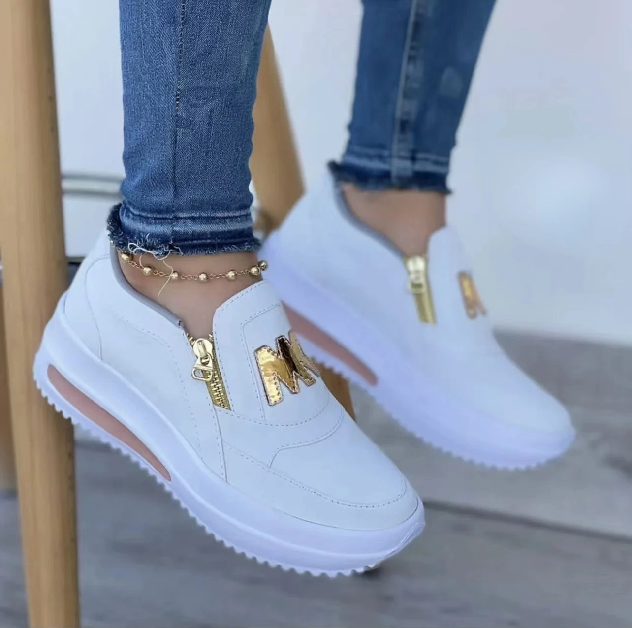

2023 Women Casual Sneakers M Printed Side Zipper Platform Plus Size Vulcanized Shoes Zapatillas Mujer Sapato Plataforma Feminino