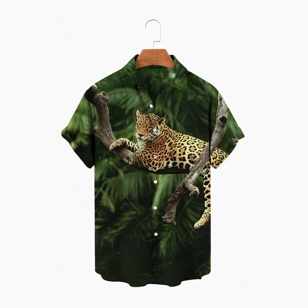 

Summer Animal Men's Casual Shirt Fashion Hawaiian Print Short Sleeve Beach Holiday Animal Streetwear