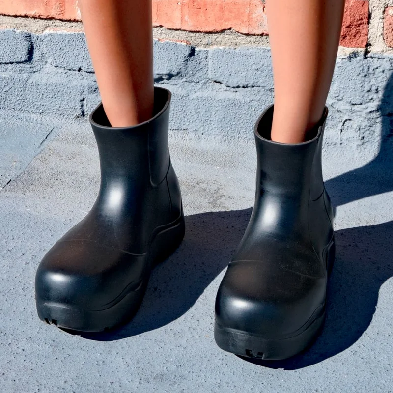 

Women Modern Fashion Design Rainy Boots Solid EVA Waterproof Upper Platform Flat Thick Non Slip Bottom Ladies Quality Shoes Hot