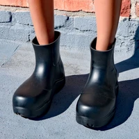 women modern fashion design rainy boots solid eva waterproof upper platform flat thick non slip bottom ladies quality shoes hot