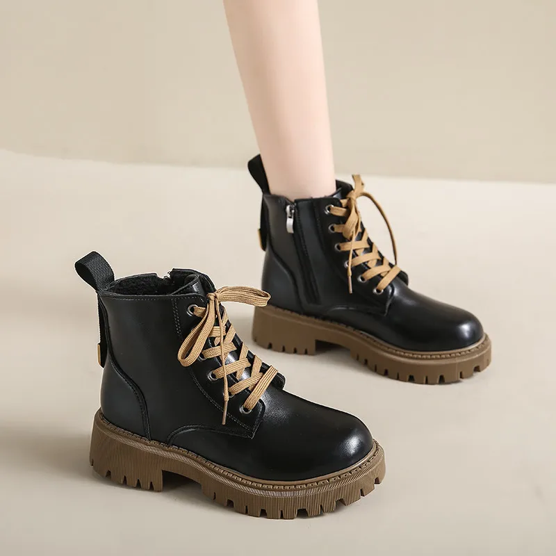 Ботинки женские на молнии с круглым носком осенне-зимние 2023