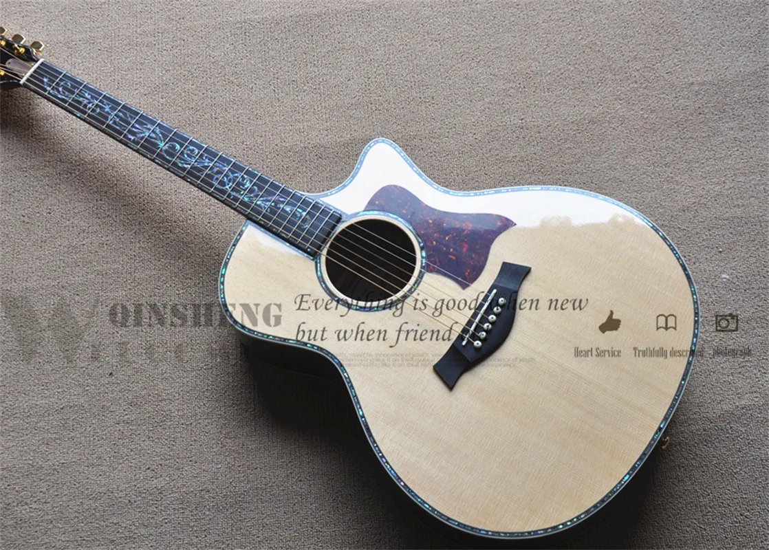 

41 inch 916 guitar,acoustic guitar, folk guitar,Spruce Solid wood board,Ebony Fingerboard Color shell inlaid