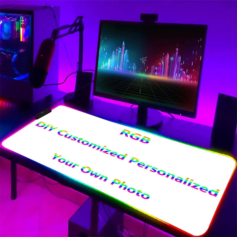 

RGB индивидуальный персонализированный собственный дизайн фотографий коврики для мыши уникальный светодиодный DIY на прямоугольном резинов...