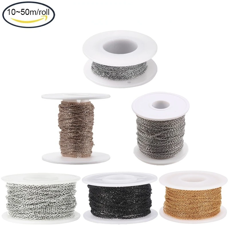 

1 рулон, кабельная цепь из нержавеющей стали 304 с красочной паяльной катушкой для изготовления бижутерии