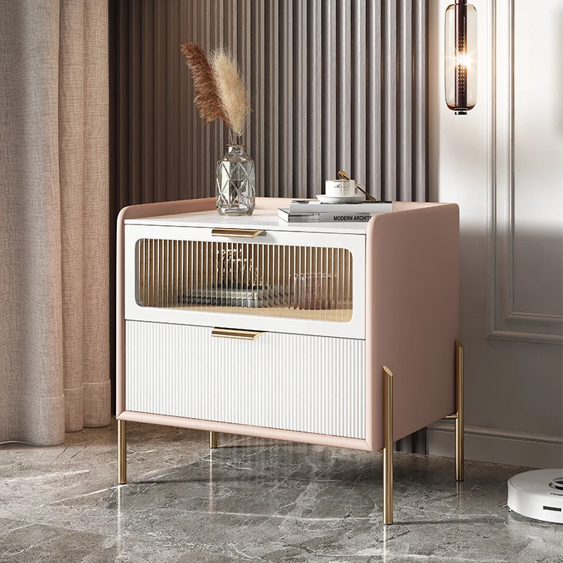 

Chest Bedside Table Coffee Living Room Bed Bedside Table White Glass Wireless Charger Korean Nachttisch Home Furniture WSW10XP