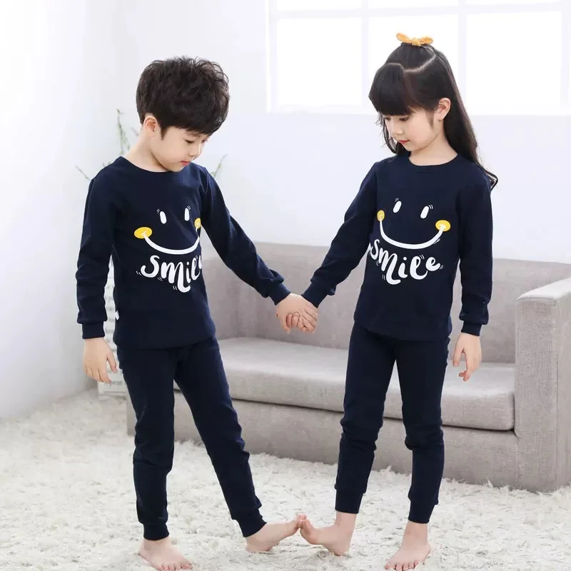 

2021 Winter Boys Girls Pajamas Clothes Long Sleeve Children's Clothing Sleepwear Cotton Pyjamas Sets For Kids 4 6 8 10 12 Years