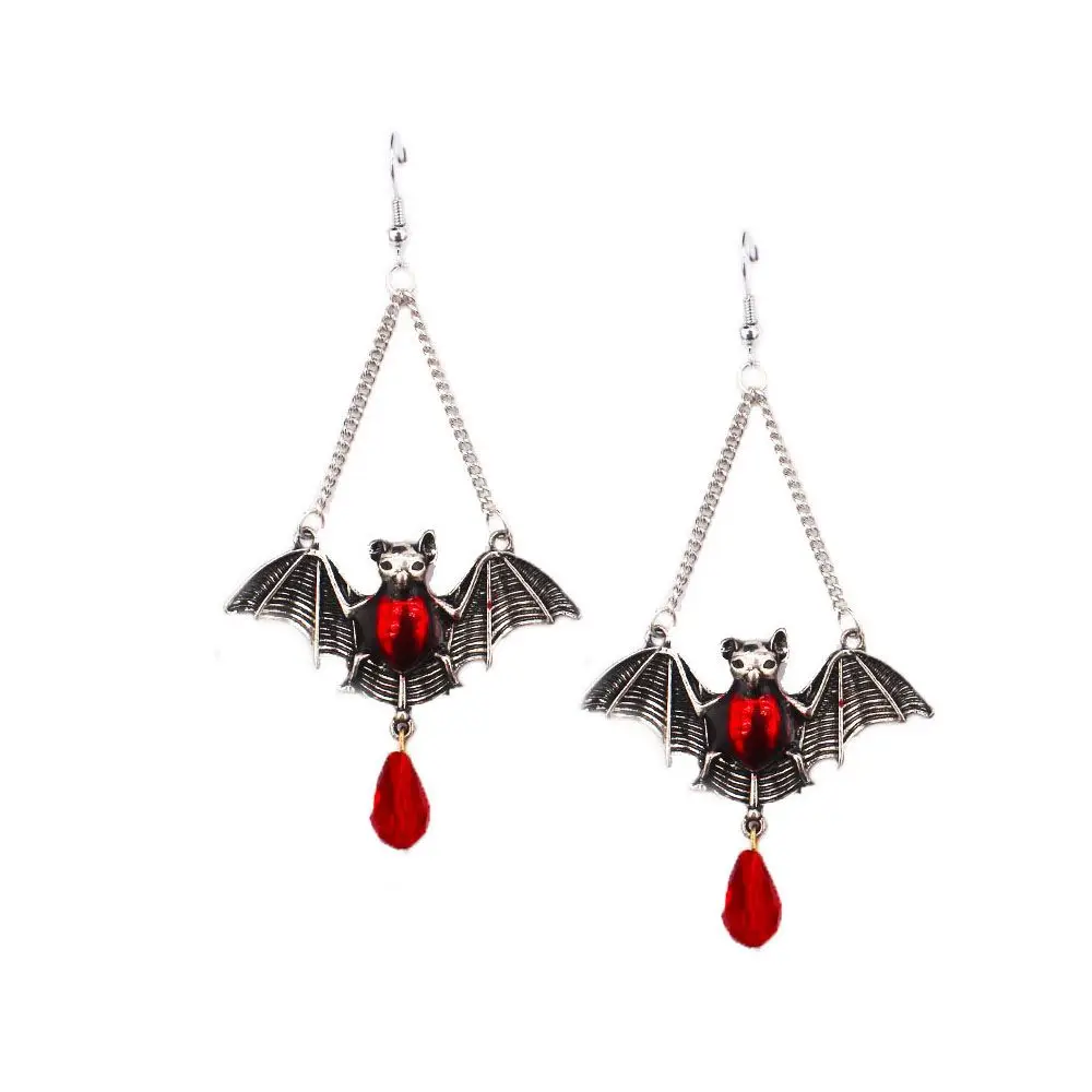 

Металлические украшения в стиле Готический паук панк ретро красные серьги-гвоздики для ушей кровососающие летучая мышь серьги на Хэллоуин