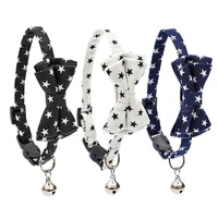100 cotton star print cat collars ring bell lovely black color designer 15 28cm necklace for pets detachable neck accessories