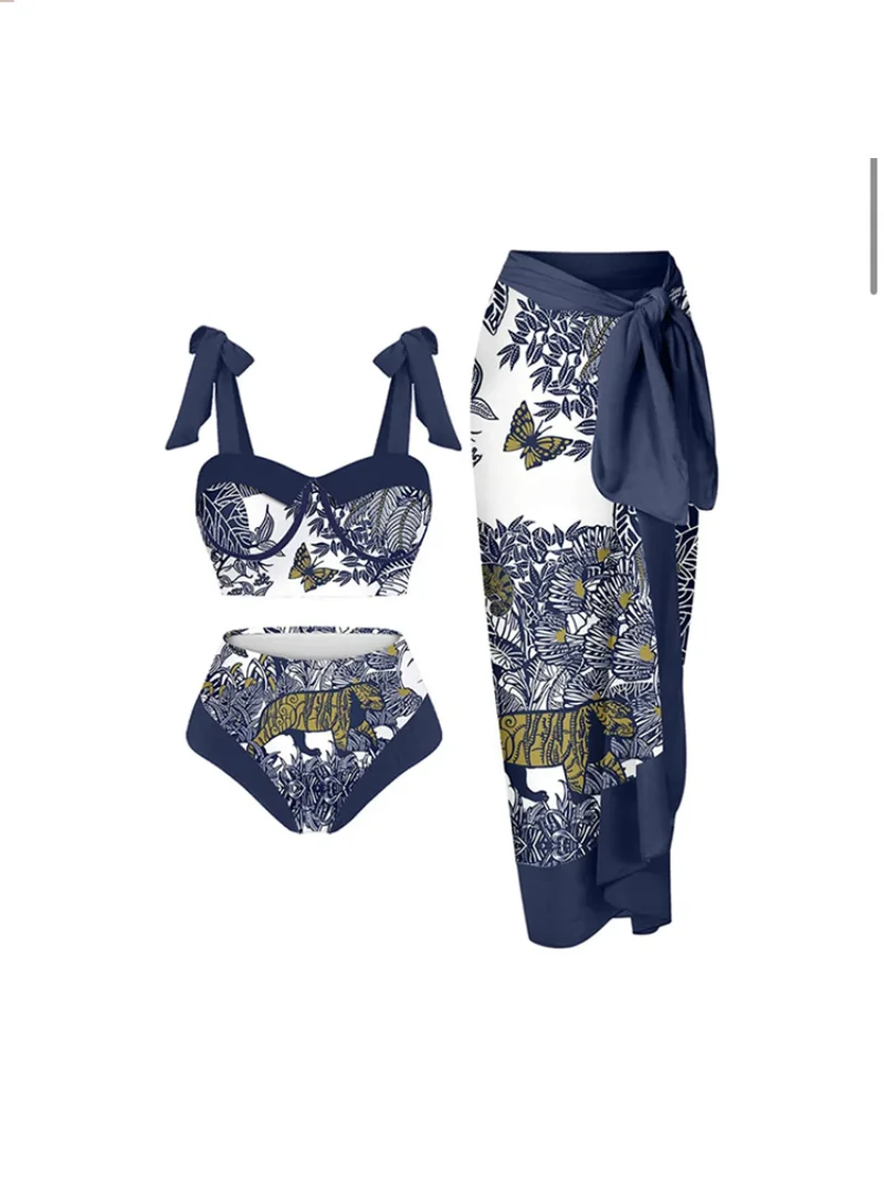 Animal Prints Lace-Up Bikini Sets Swimsuit & Skirt Women One Piece Brazilian Holiday Push Up Swimwear