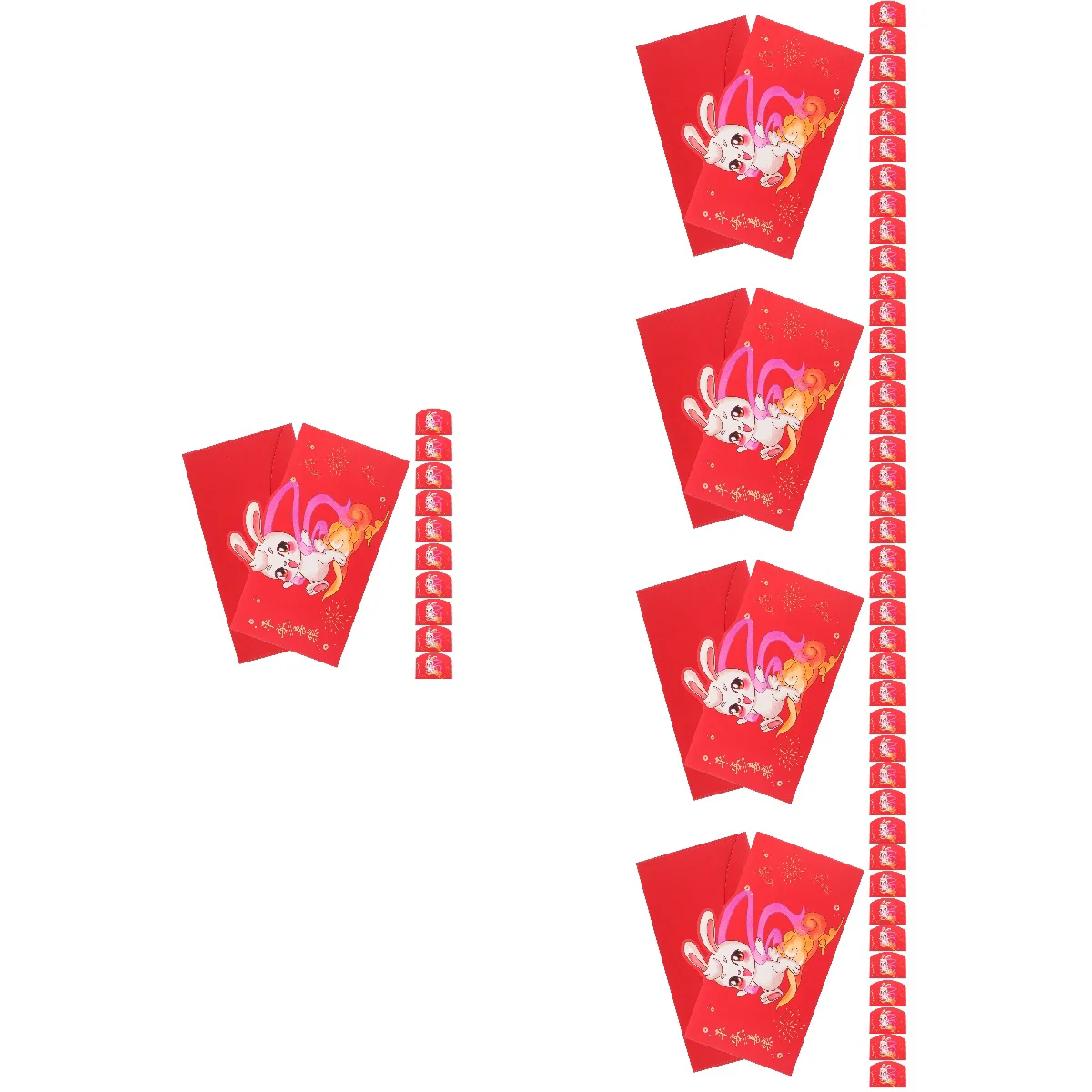 

60 Festival Red Envelopes Paper Red Packets Rabbit Year Pouches