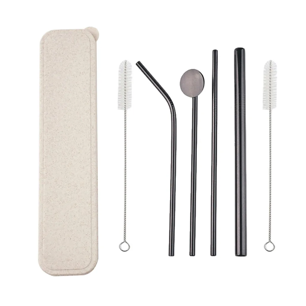 

Steel Straws Metal Drinking Straw 2 Cleaner Brush Stainless + Kit Reusable Kitchen，Dining & Bar