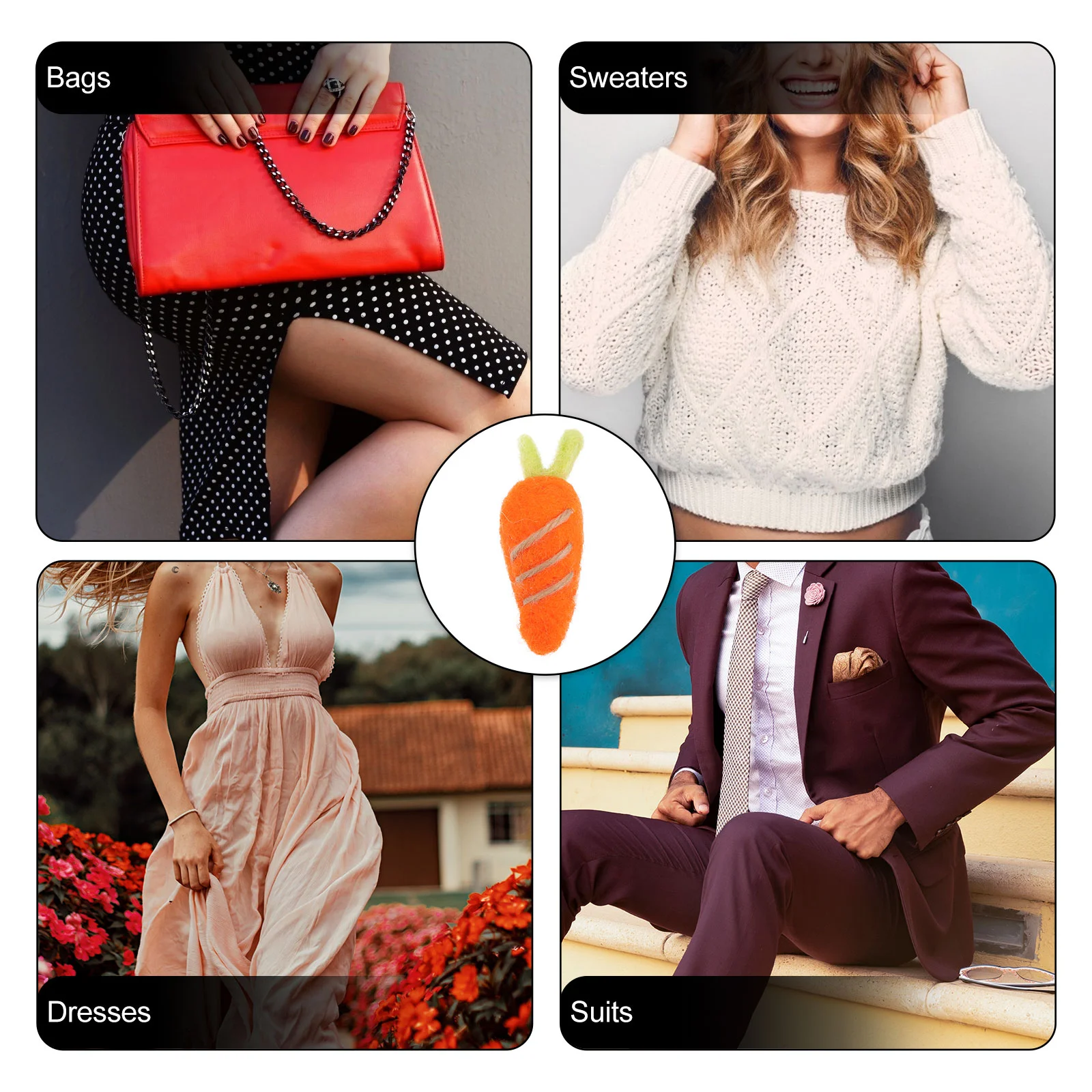 

30 pcs Easter Carrot Shape Brooch Material Diy Hairpin Accessory Felt Cartoon Brooch Accessory