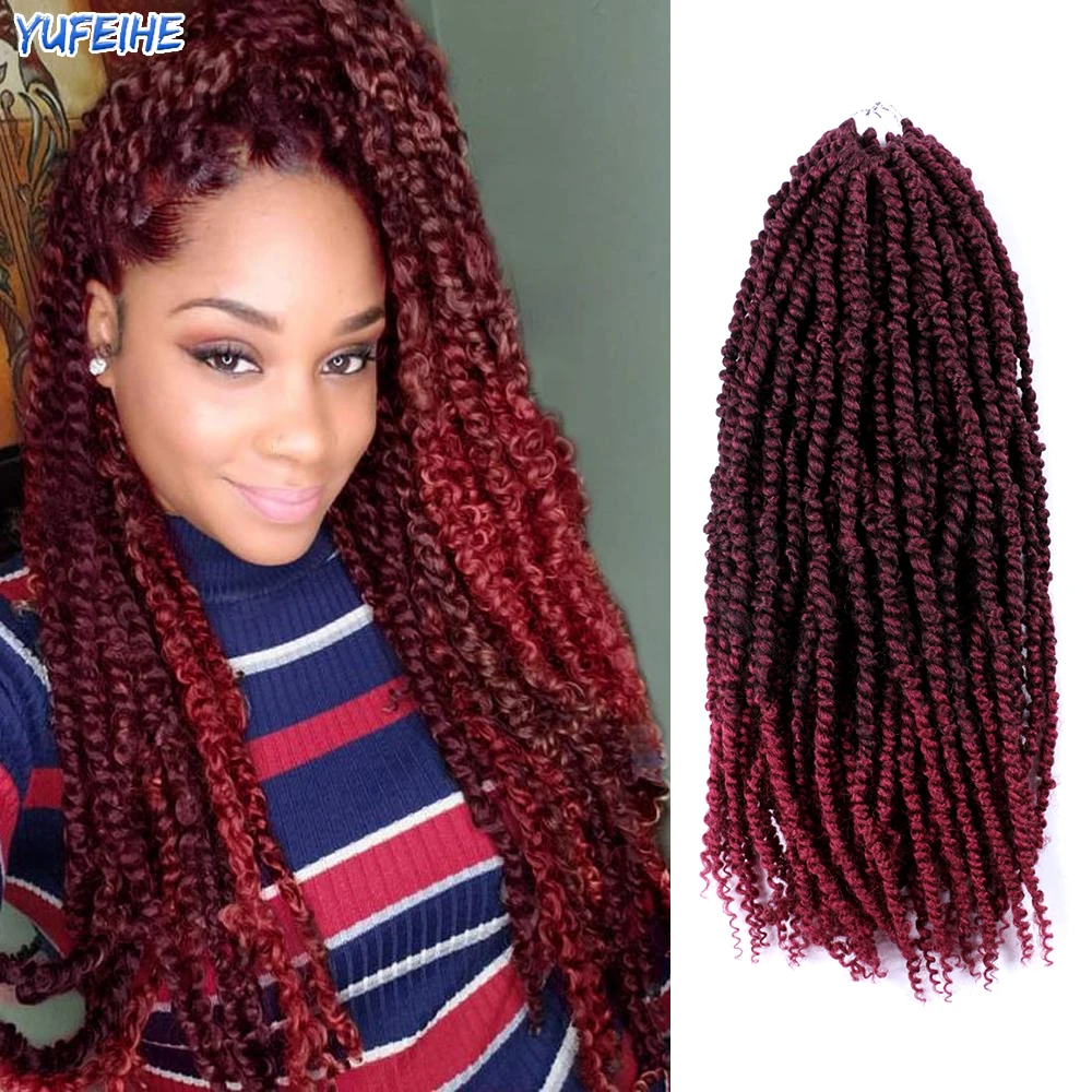 

18 24 Inch Pre Twisted Passion Twist Crochet Hair Synthetic Hook Braids Hair Extensions Pre Looped Hairpieces Ombre Blonde Bug