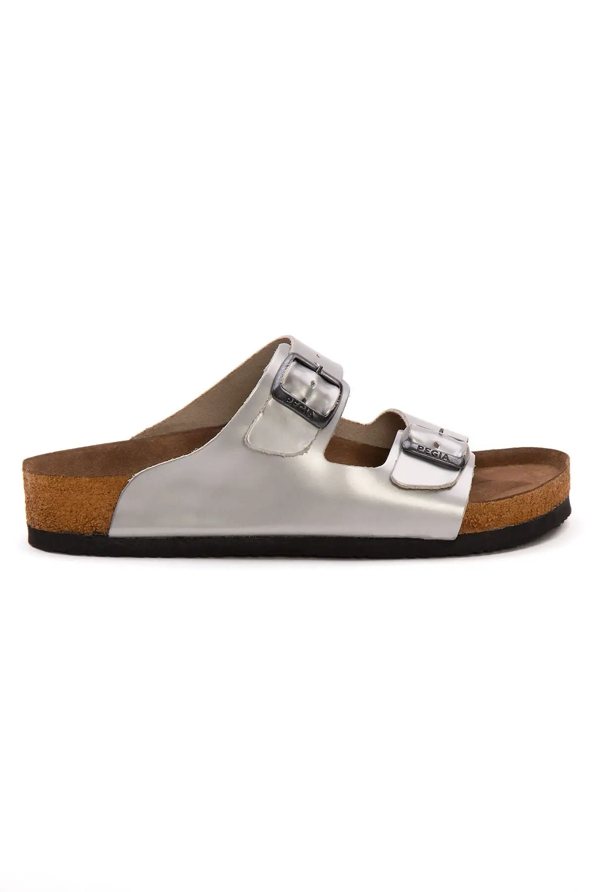 

Women Silver Band Leather Slippers 215521