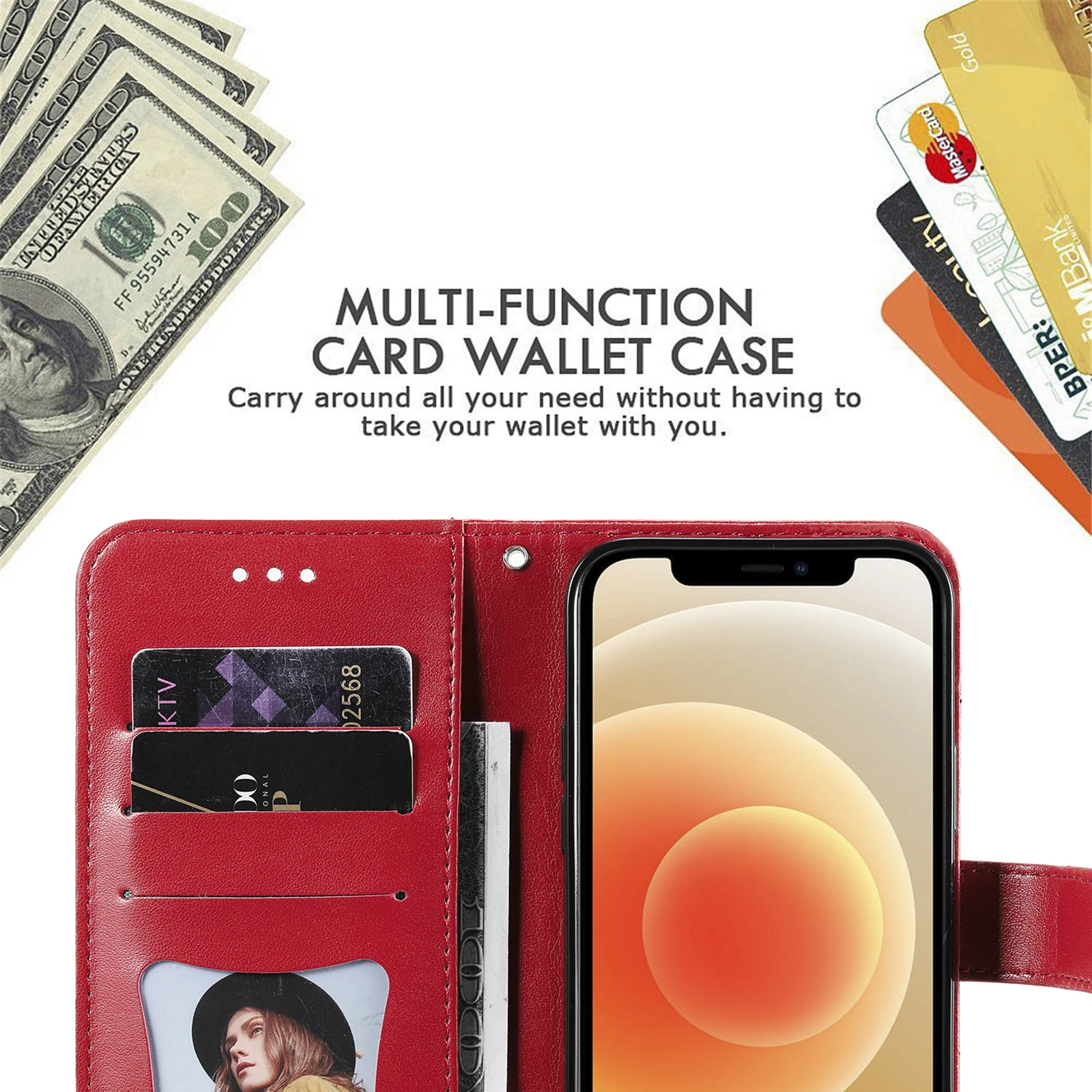 Phone Case for iPhone 14 13 12 Mini 11 Pro Max SE2020 6S 7 8 Plus X XR XS Etui Flip Wallet Fold Stand Full Protect Lanyard Cover