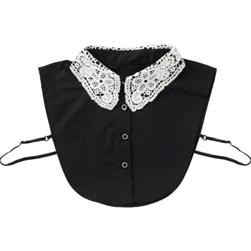 

Women Fashion Stripe Denim Lace Shirt Fake Collar Tie Vintage Detachable Collar False Collar Lapel Blouse Top Clothes Accessory