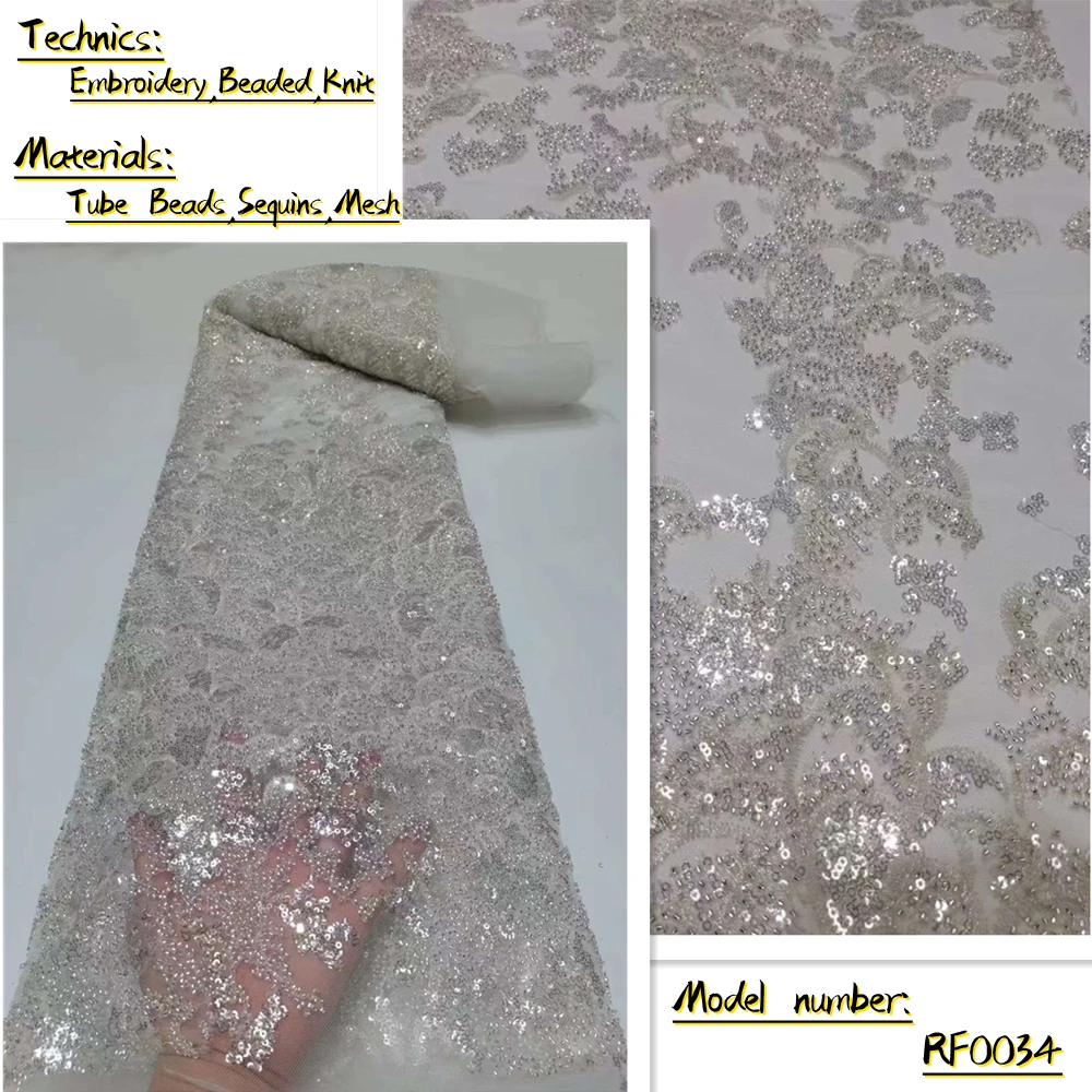 

OEMG 2022 Good Quality Sequin Lace Fabric Beaded Lace Fabric Nigeria Net Lace for Wedding Party African French Tulle Lace RF0034