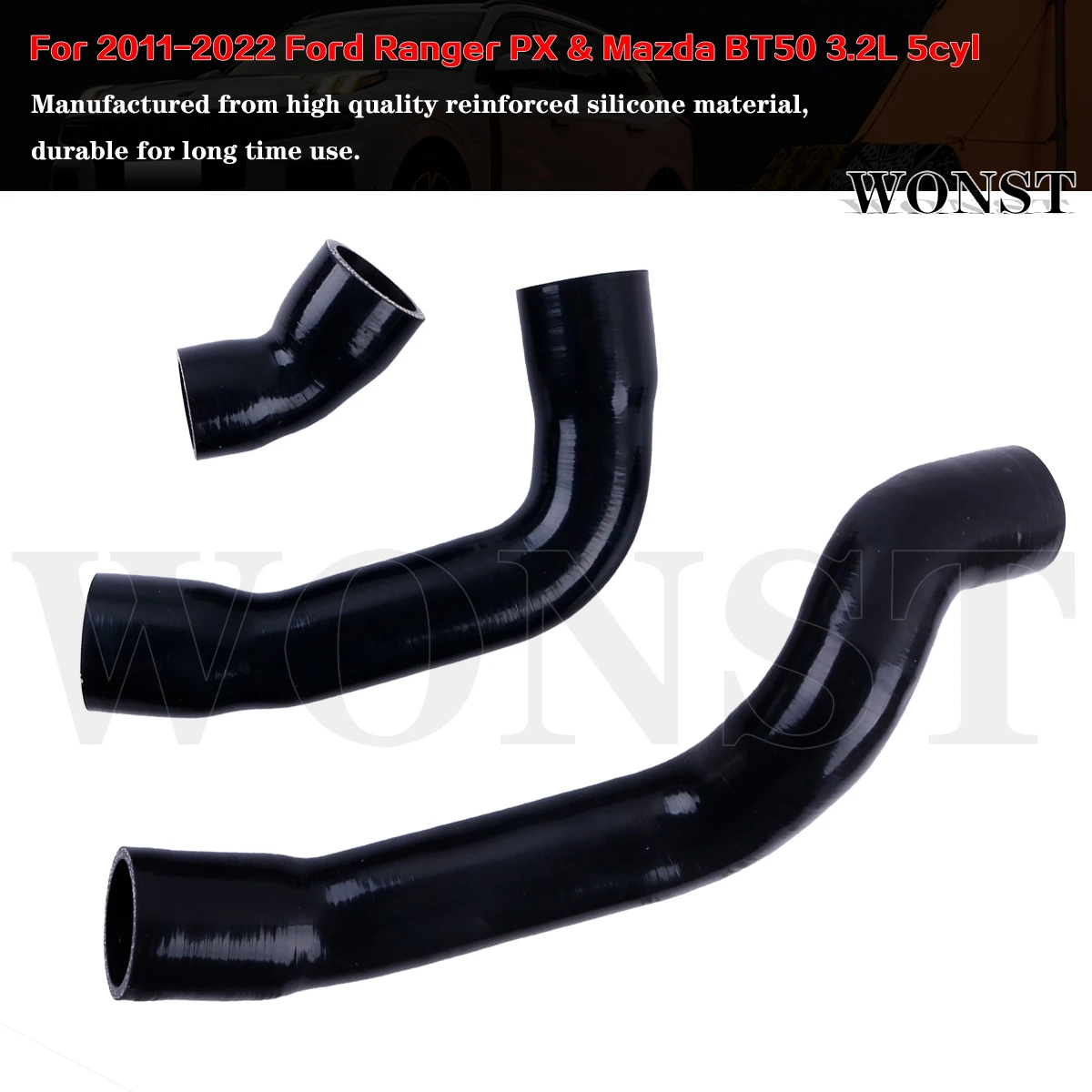 Фото Комплект силиконовых шлангов для интеркулера для Ford Ranger PX и Mazda BT50 3.2L P5AT 5-цилиндровый (2011-2022) №4