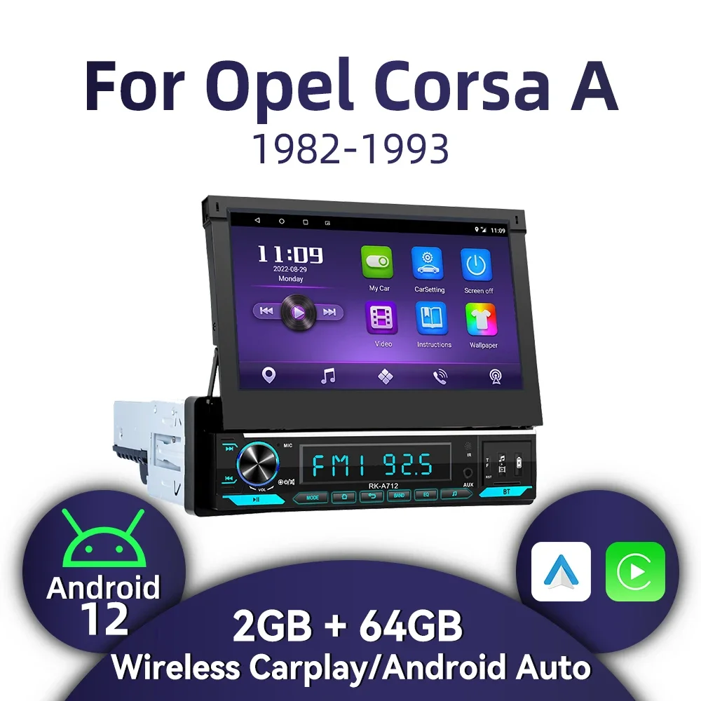 1 Din 7 &quotвыдвижной экран Carplay Android автомобильное мультимедийное радио для Opel Corsa A