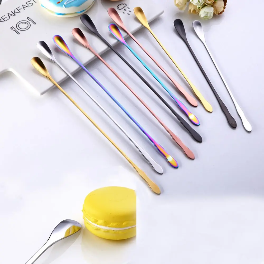 

Rainbow Stir Spoon Ice Cream Spoons Stainless Steel Long Handle Tableware Kitchen Supplies