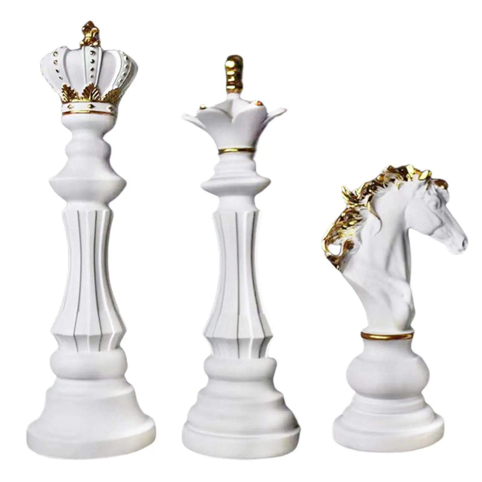 

3x Modern Art Chess Pieces Sculpture Decorative Chessmen Checkers Figurine Office Apartment Tabletop Statue Decoration