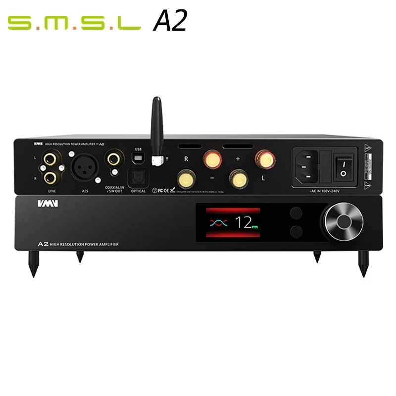 SMSL VMV A2 усилитель мощности с высоким разрешением 32 бит 768 кГц DSD512 Bluetooth XMOS 200 Вт сабвуфер предварительный выход 2,1 аудио усилитель мощности