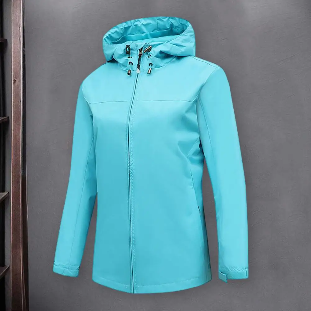 

Women Spring Jacket Stylish Women's Windproof Trench Coats with Hood Drawstring Pockets for Spring Autumn Fashion Female Zipper