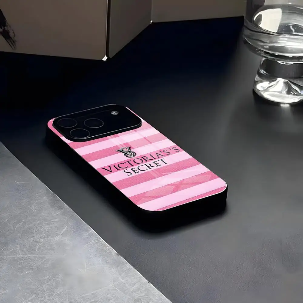 Роскошный чехол V-Victorias S-Secret VS Pinks для iPhone 17 16 16e 15 14 13 12 Mini 11 Air Pro XS Max XR X Plus со стеклянной рамкой (art.: 3920d8caa160e) - 3920d8caa160e