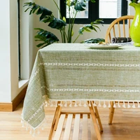 solid color tablecloth nordic 3d embroidered striped washable table mat hollow outdoor indoor dust proof fabric cover home decor