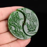 chinese natural jade green hand carved dragon and phoenix pendant fashion boutique jewelry couple necklace popular gift