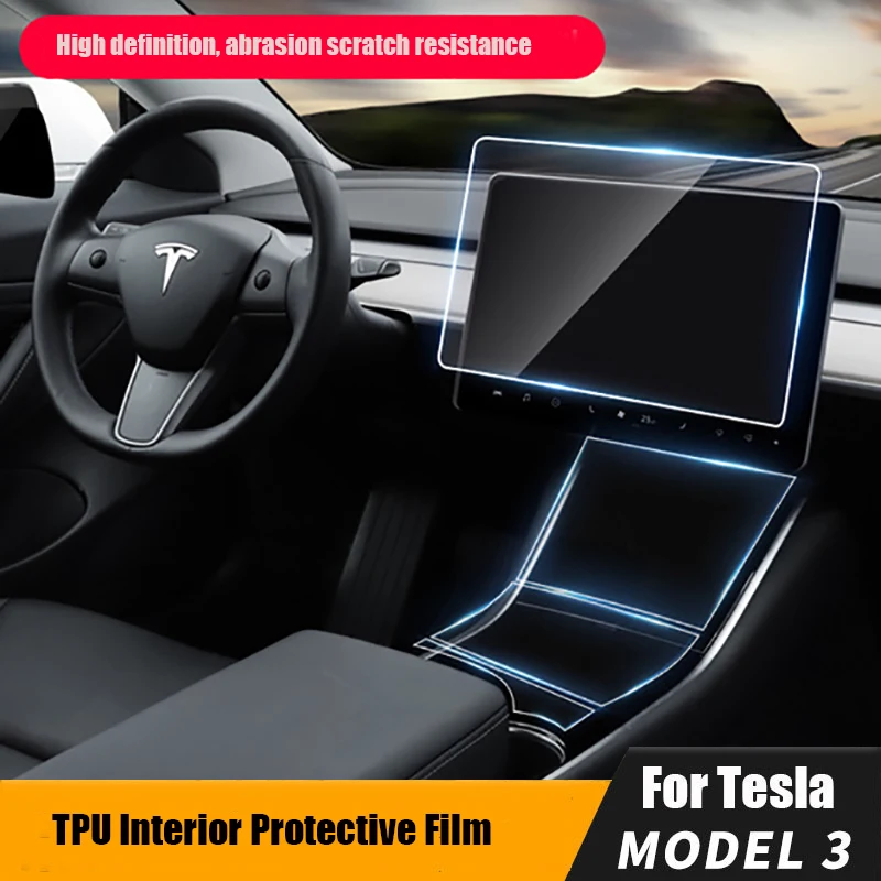 

Car Interior Scratch-proof Transparent Protective Film TPU Transparent Film Waterproof Sticker for Tesla Model 3 Accessories