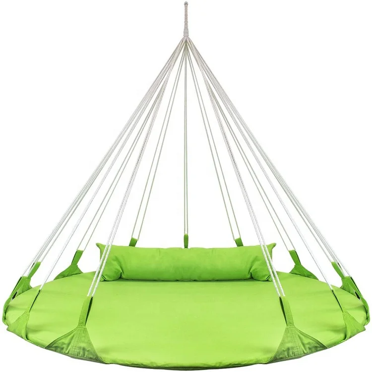 

Indoor Outdoor Double Hammock Daybed Green Hanging Swing Nest With Pillow