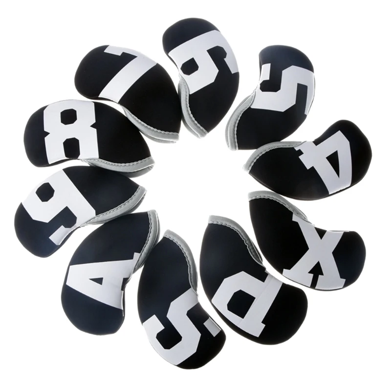 

10Pcs Golf Headcovers Set, Neoprene Golf Iron Covers Golf Wedge Covers