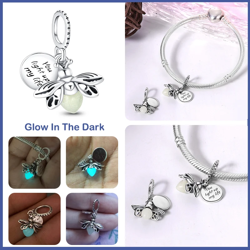 Breloques en argent 925 pour bracelets Pandora, perles caméléon, luciole, papillon, bijoux d'anniversaire, bricolage, original, 925
