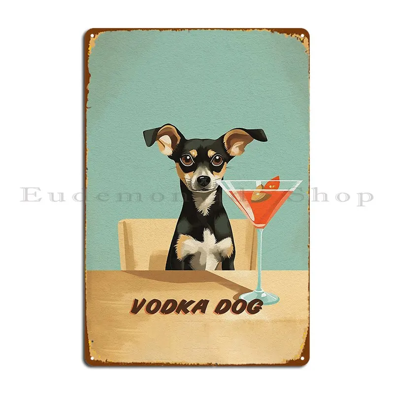 Водка собака с коктейлем металлический знак вечерние дизайнерский кинотеатр