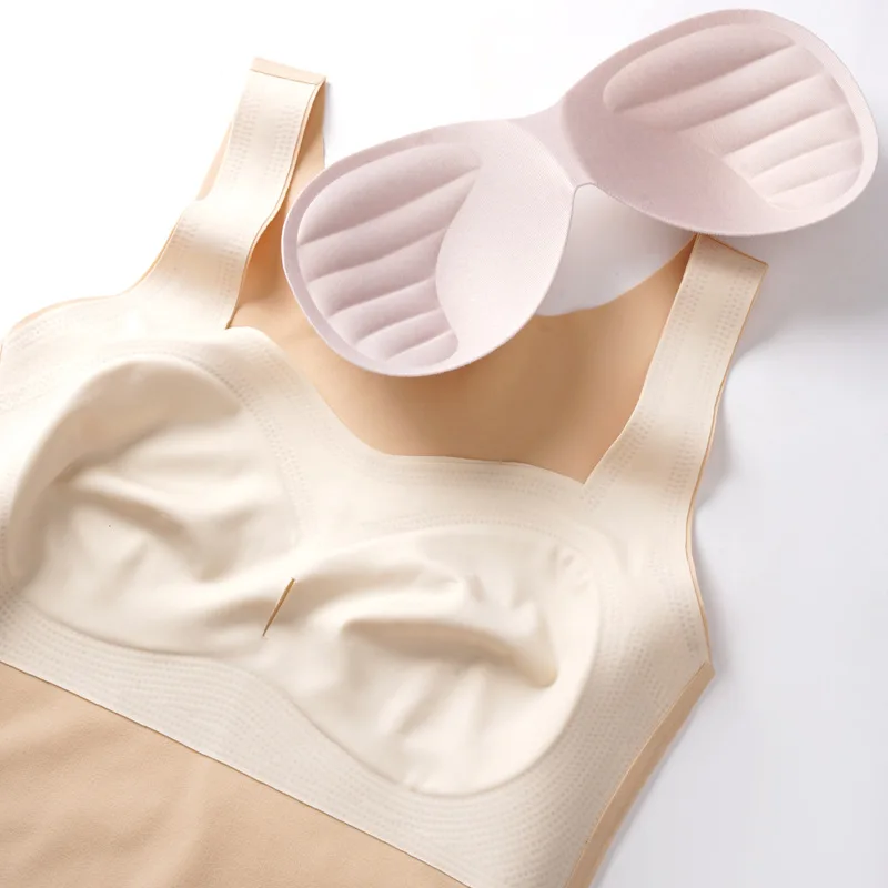 Women Thermal Lingerie 1PC Winter Top Vest Thermo Underwear Push Up Detachable Seamless Padded Bra High Elasticity Intimate