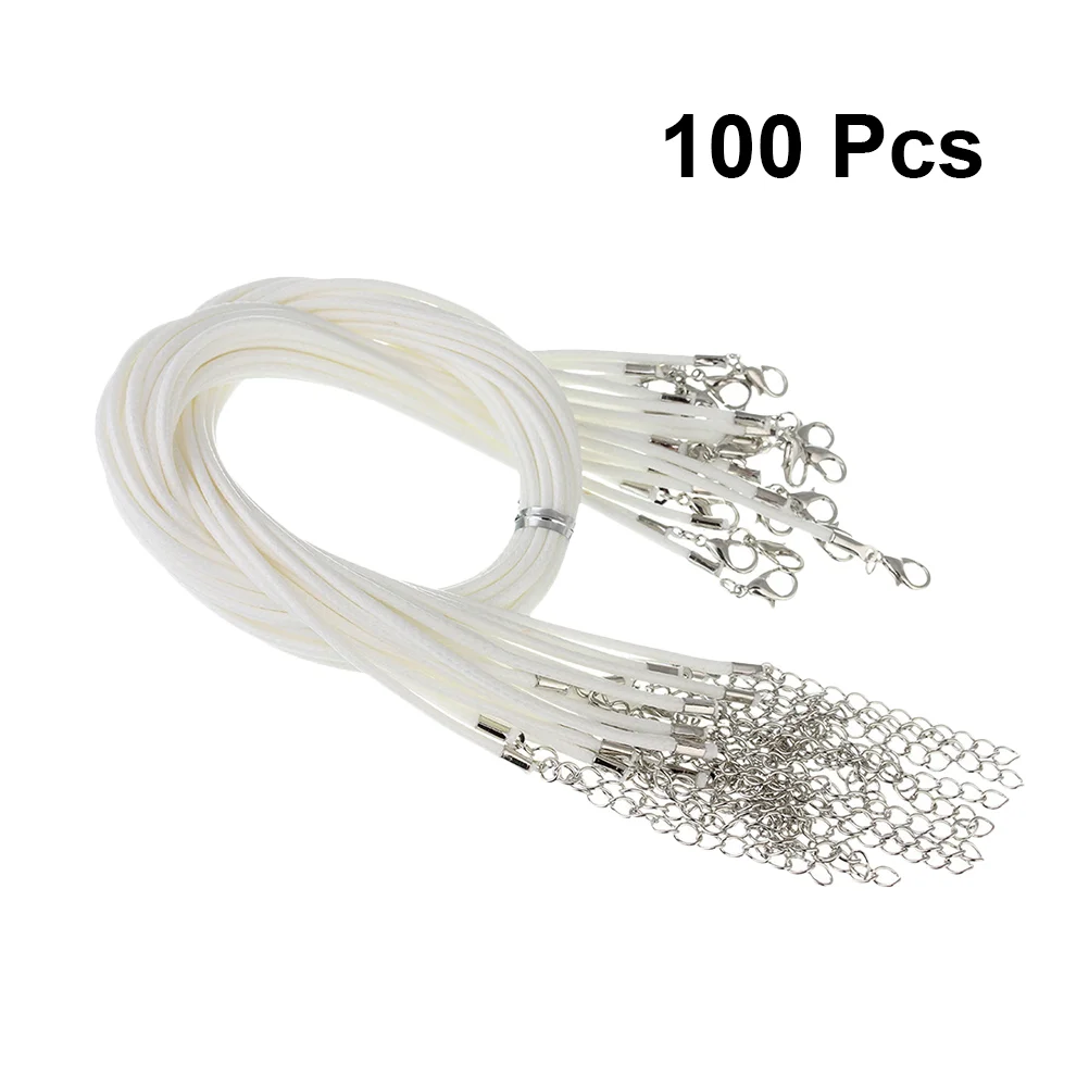 

100pcs Waxed Necklace Cord String with Clasp Extension Chain Rope for DIY Pendant Bracelet Necklace Thread to make bracelets