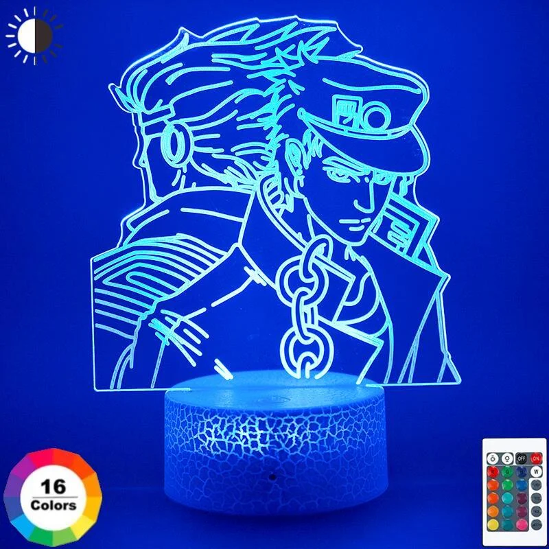 

Фигурка аниме «невероятные приключения Джоджо», 3D светильник Kujo Jotaro для детской спальни, акриловый ночник в подарок на день рождения и Рождество