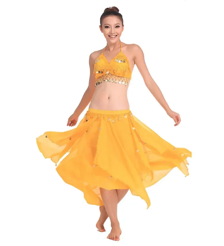 Фото Костюм для восточных танцев Belly Dancing Stage Performance, комплект из 2 предметов: топ-рубашка + юбка, белый цвет №1