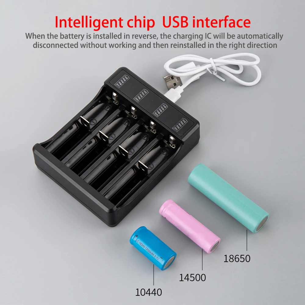 

Universal Usb Battery Charger 18650 Universal Smart 1 Slot Charger Lithium Batteries Charging Adapter With Indicator Light
