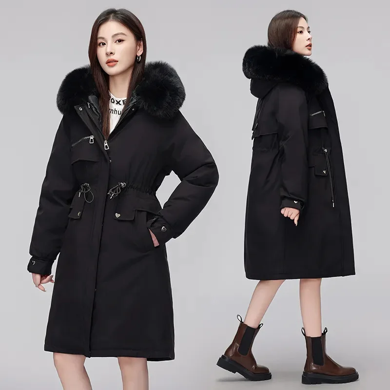 Пальто Pai Overcomes женские парки новинка зимы 2024 длинные пуховые хлопковые пальто