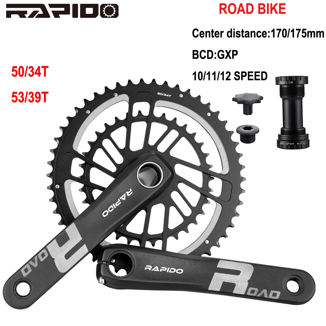 

Fast ROAD GRAVEL FOLD BICYLE CRANKSET CHAINWHEEL BIKE base plate and connecting rod NARROW WIDE GXP 170 175MM 53/39T 50/39T10/11/12 SPEED 40 42T TL70 TOX