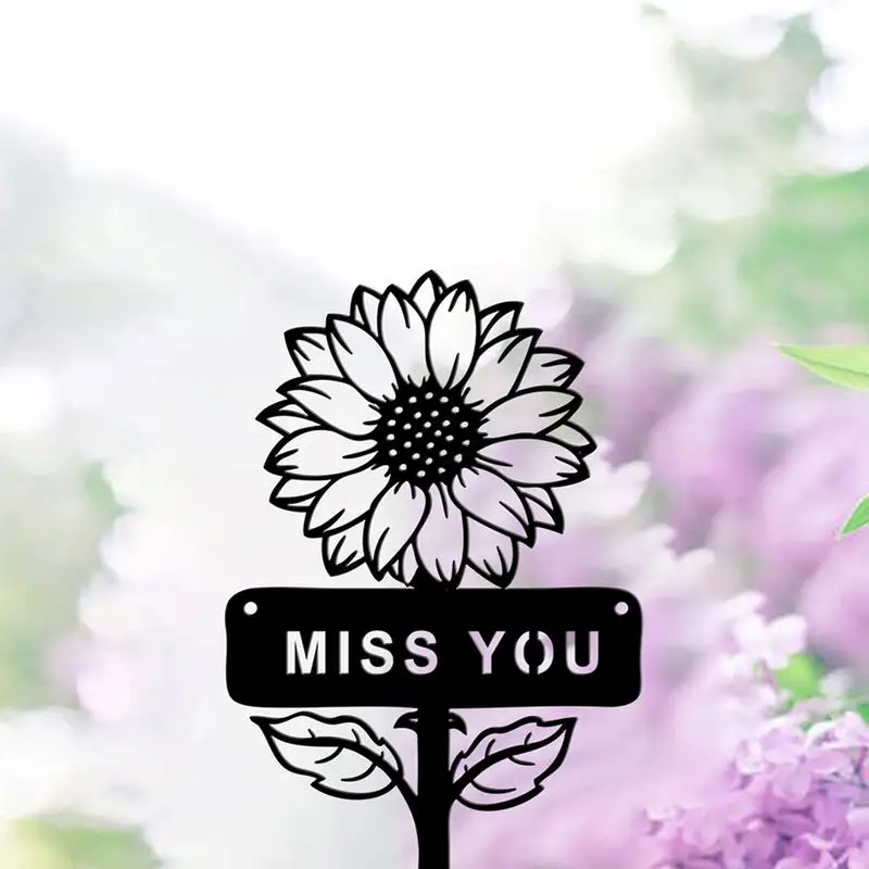 Подсолнух Yard Art Металлический садовый кол со словами Miss You Открытое украшение