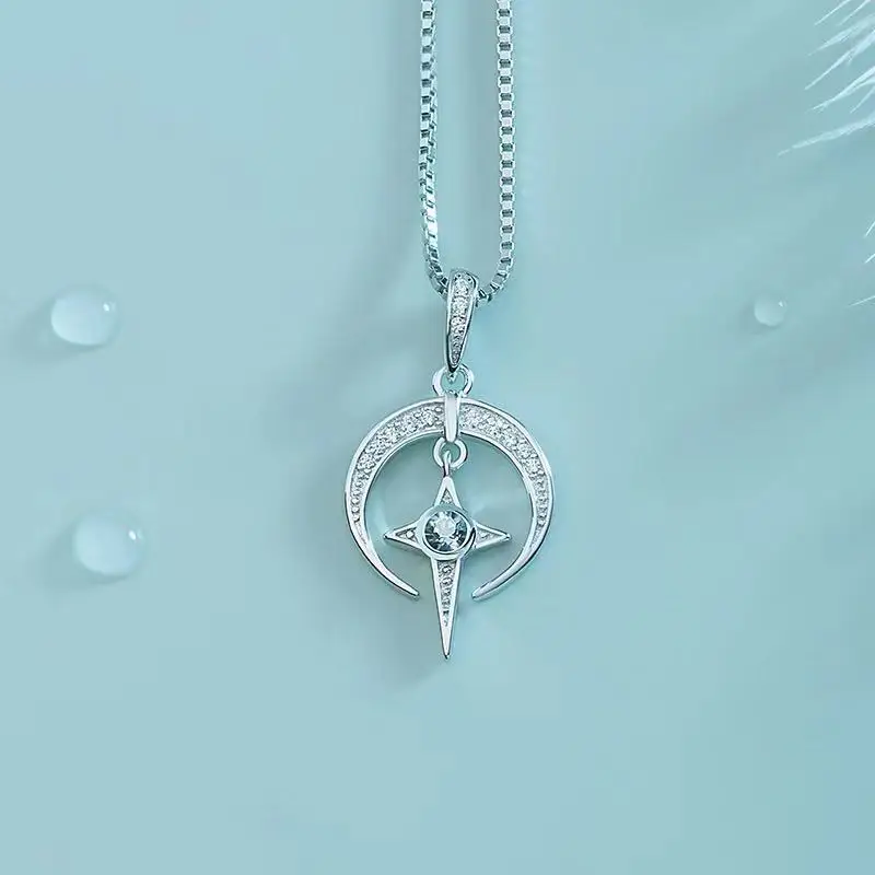 

Women's Fashion Fantasy Constellation Moon Zircon Cross Pendant Necklace Fashion Lucky Gift Jewelry