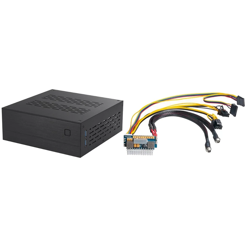 

1 шт. A01 Mini ITX чехол для компьютера и 1 комплект DC-DC ATX источник питания для компьютера