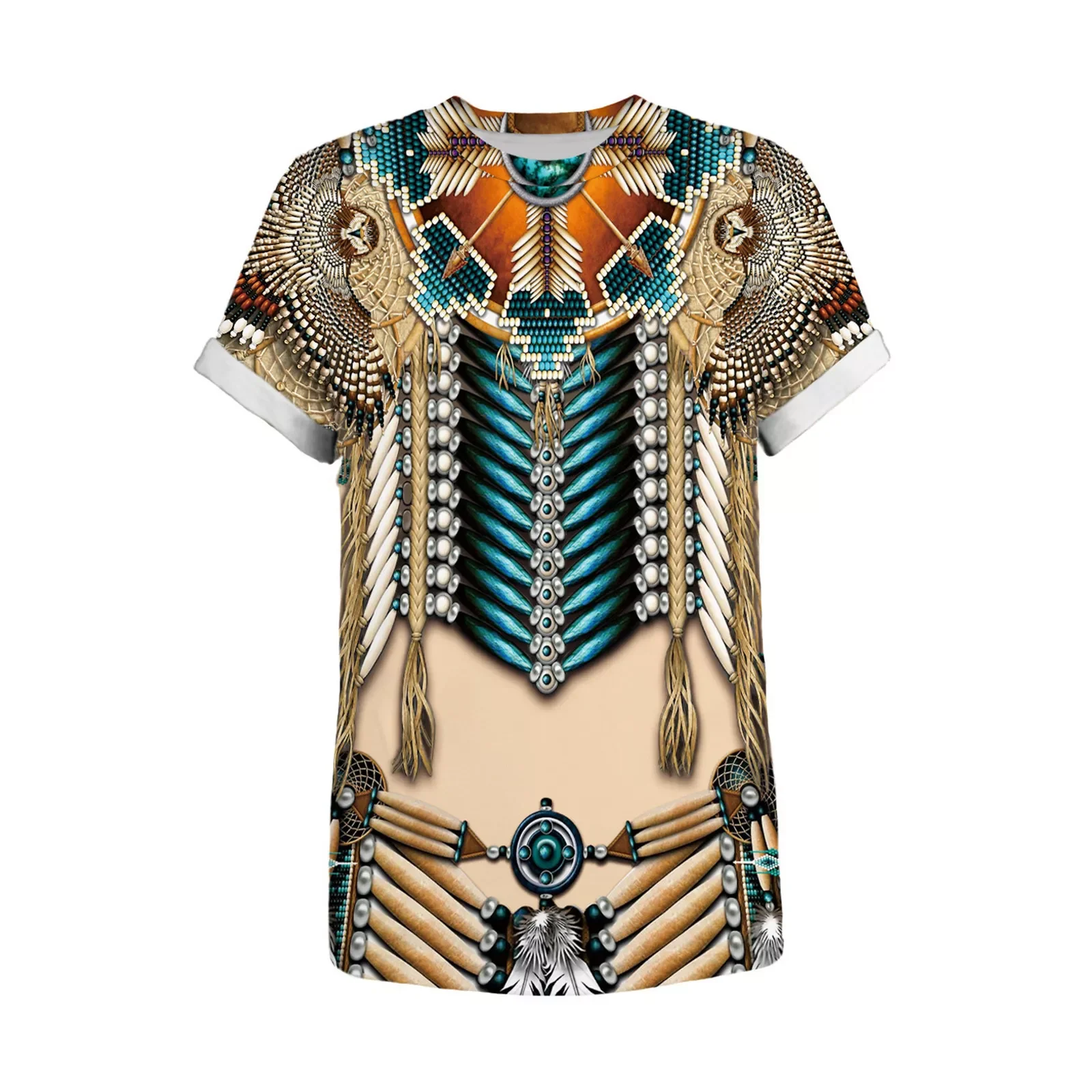 

Ound tyle en eck intage leeve -hirt op thnic rint louse hort en louse