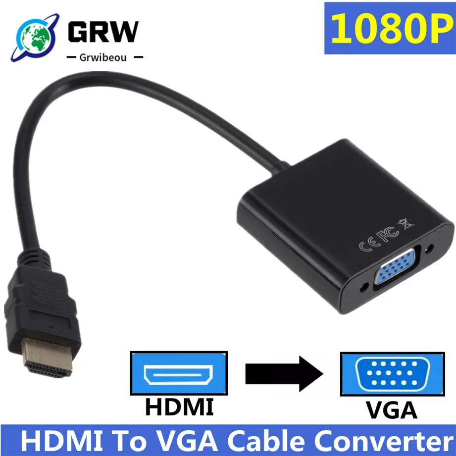 

1080P HDMI-compatible to VGA Adapter Digital to Analog Converter Cable For Xbox PS4 PC Laptop TV Box to Projector Displayer HDTV