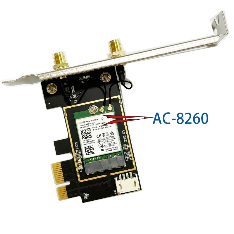 Беспроводная сетевая карта 2026 AC 8260 PCIe AC1200, двухдиапазонная 2,45 ГГц, Wi-Fi 802.11ac, Bluetooth 4.2 для настольных ПК с Windows (art.: 3920dc4eb99eb) - 3920dc4eb99eb