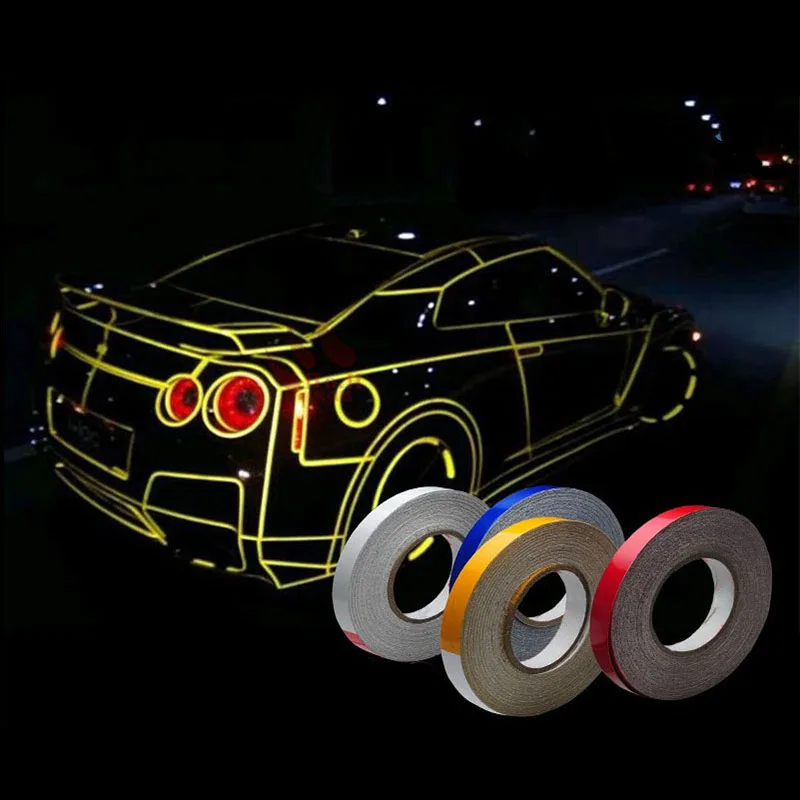 

45M Car Styling Reflective Tape Funny DIY Stickers Automotive Car Body Motorcycle Wheel Hub Rim Stripe Decal Warning Safety